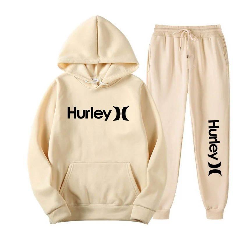 's Hurley Hooded Tracksuits Autumn And Winter Pullover + Trousers Sets Clothing Male Sport Hoodies Suit Casual