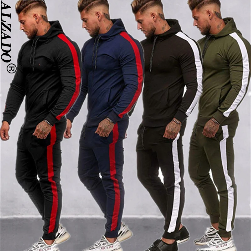 

ALZADO Brand 2022 Spring Autumn Men's Tracksuit Hoodie Sweatpants Joggers Set Sportwear Casual Two Piece Outfits Male Clothes