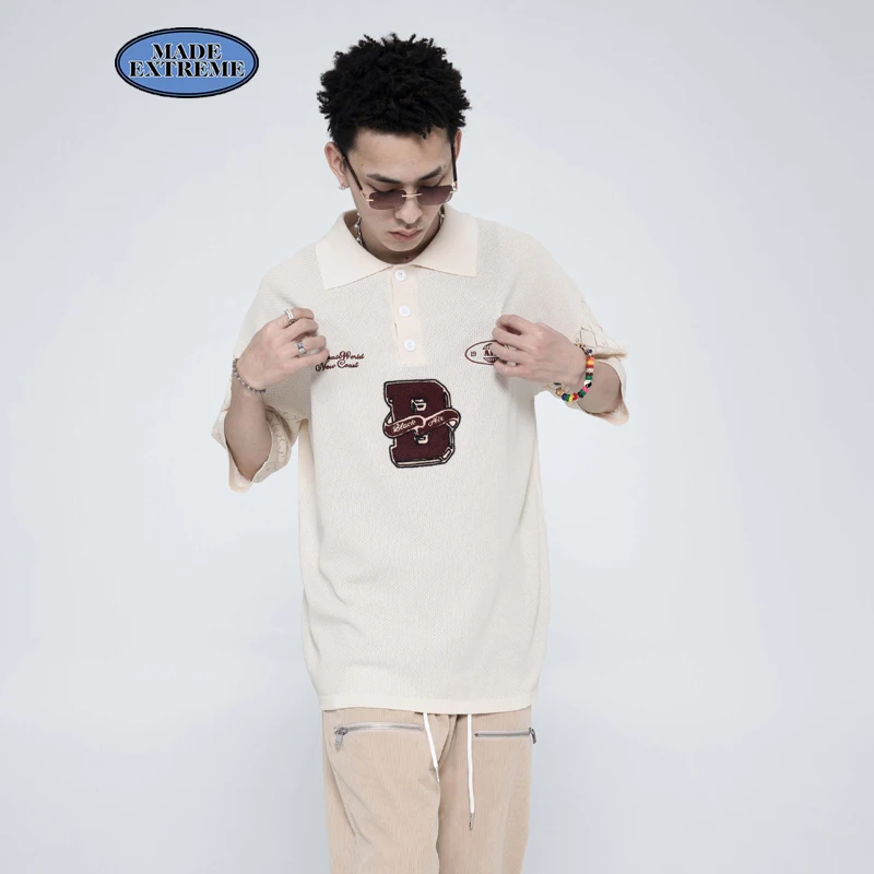 

Свитер с коротким рукавом для мужчин и женщин, вязаный пуловер в стиле оверсайз, одежда в стиле хип-хоп, летняя одежда