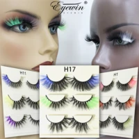 3 pairs mix color lashes red green yellow pink colored eyelashes free brush colorful faux lash in bulk 13 20mm makeup beauty