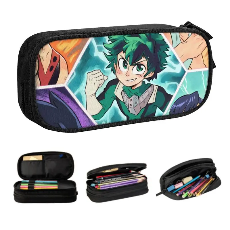 

Cute Anime My Hero Academia Characters Collage Pencil Cases for Boys Gilrs Custom Large Capacity Pen Box Bag School Accessories