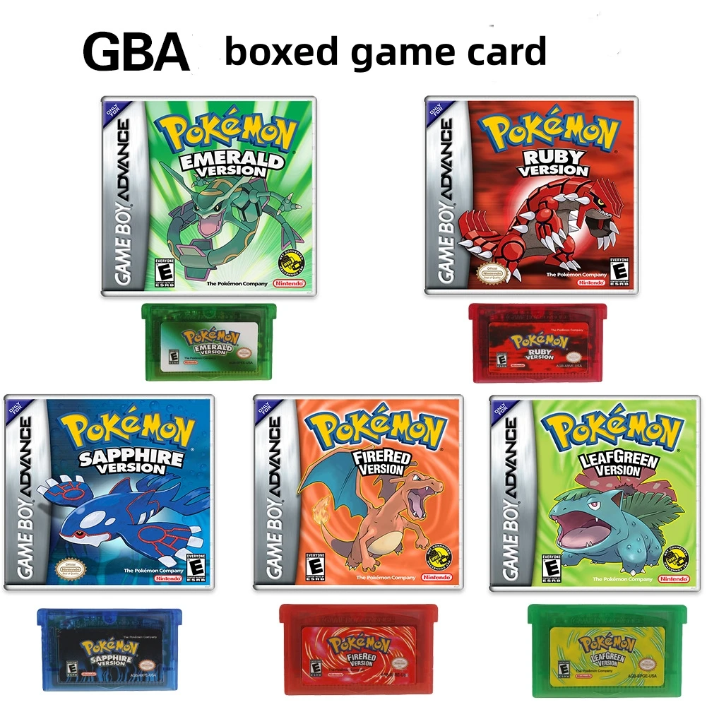 

Pokemon Series Blue Crystal Gold Green Red Silver Yellow 5 Versions GBA Game In Box for 16 Bit Video Game Cartridge No Manual