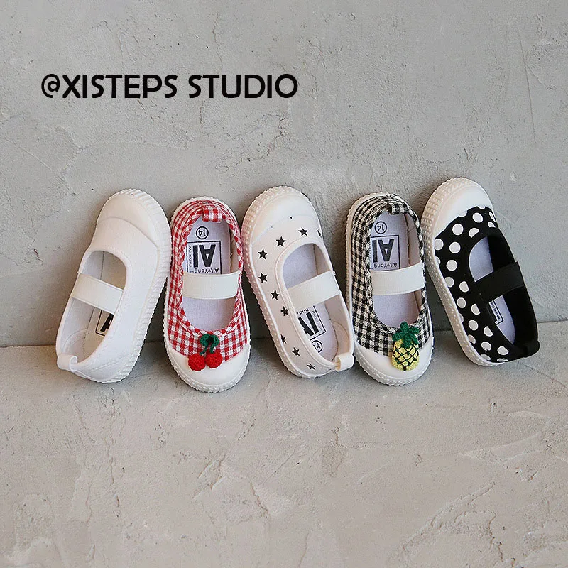 XISTEPS Casual Canvas Shoes for Kids Girls Baby Walking Shoes Kindergarten School Shoes Baby First Walker White Toddler Shoes