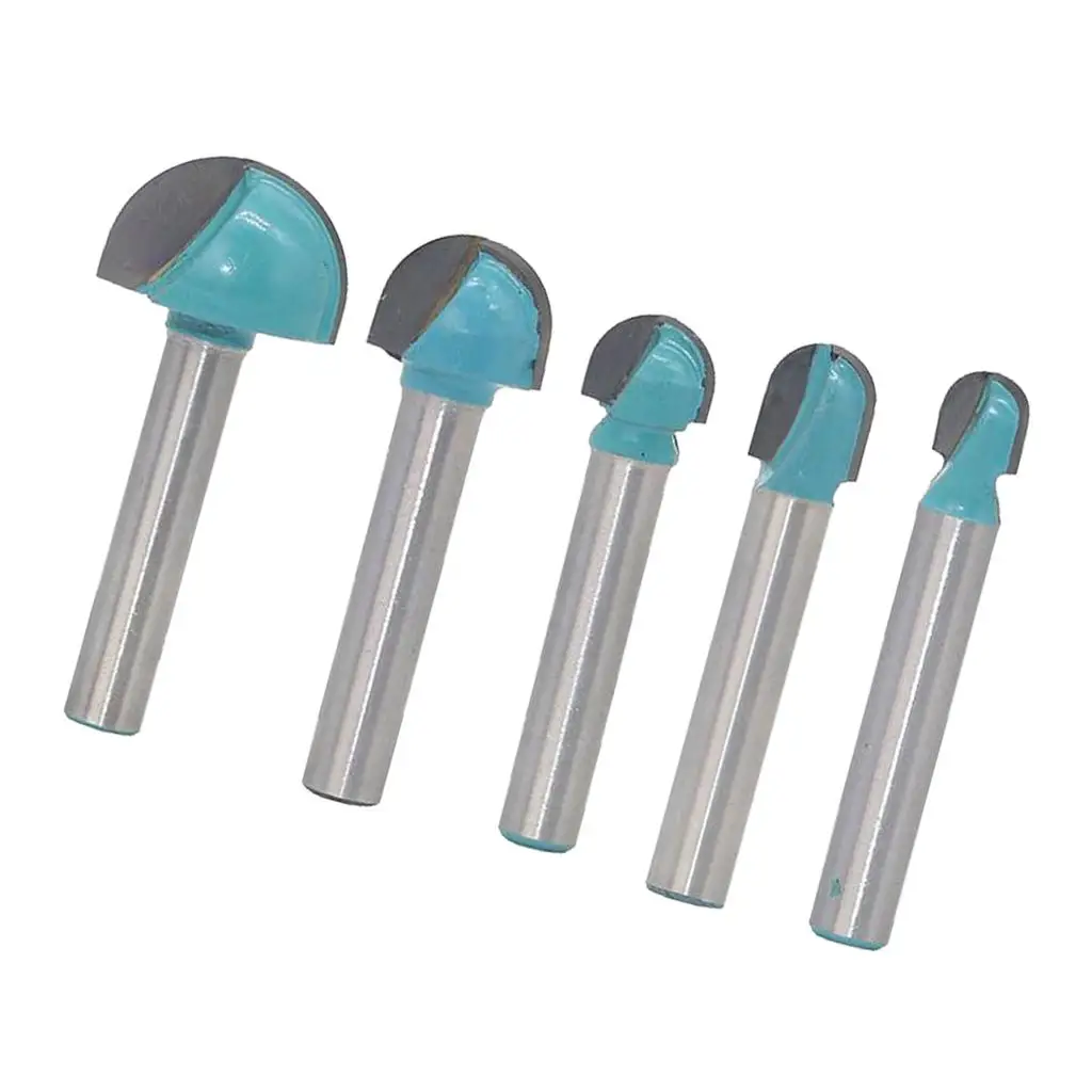 

5Pcs 6mm Shank DiameterRound Nose Core Box Router Bit Shaker Cutter Tools