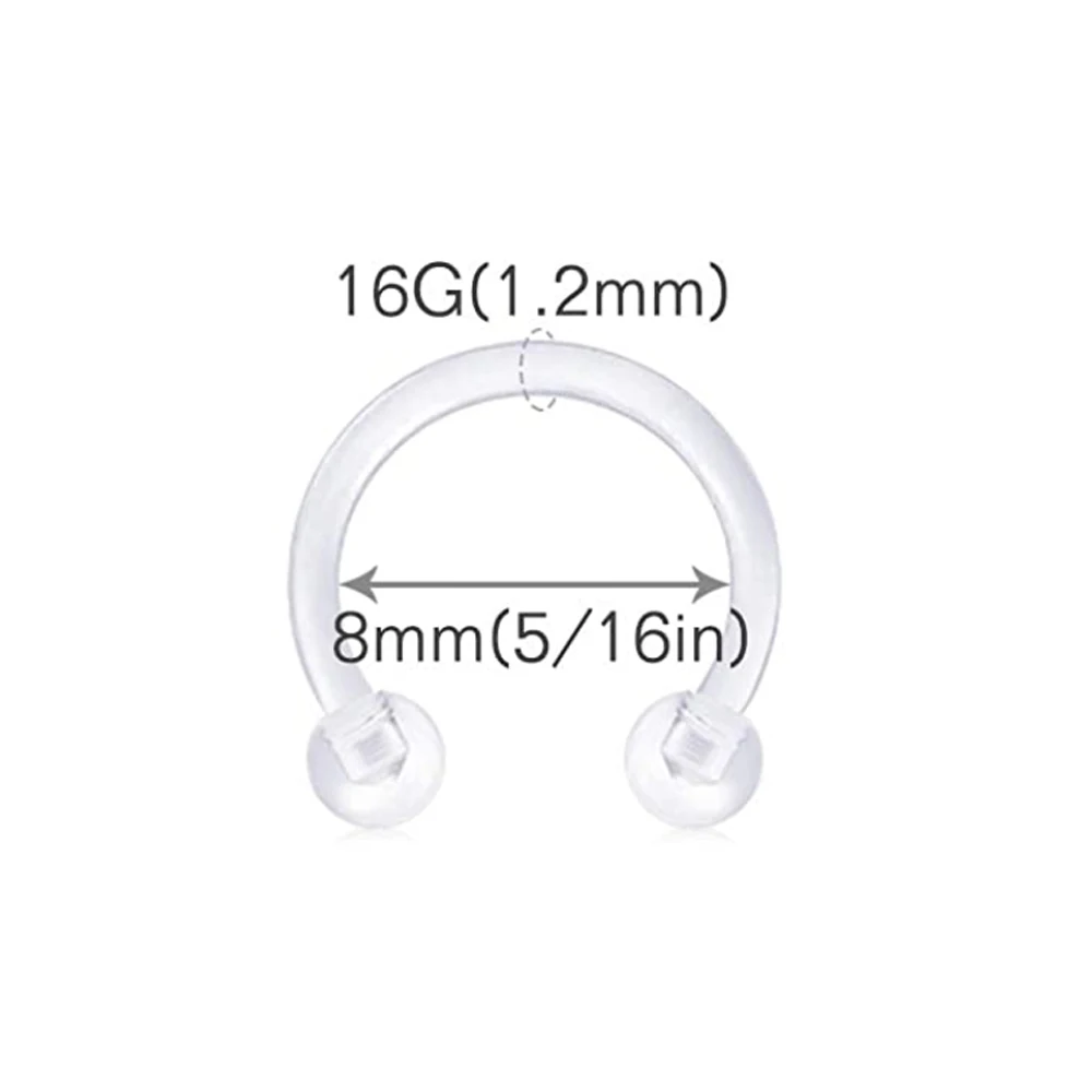 Кольцо для перегородки носа эластичное акриловое кольцо в форме подковы Bioflex