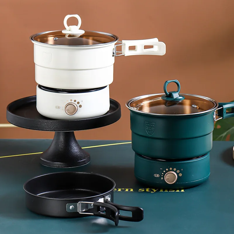 

220V Electric Cooking Pot Foldable Hotpot Portable Multicooker Split Type Rice Cooker Frying Pan Home Travel 1.6L