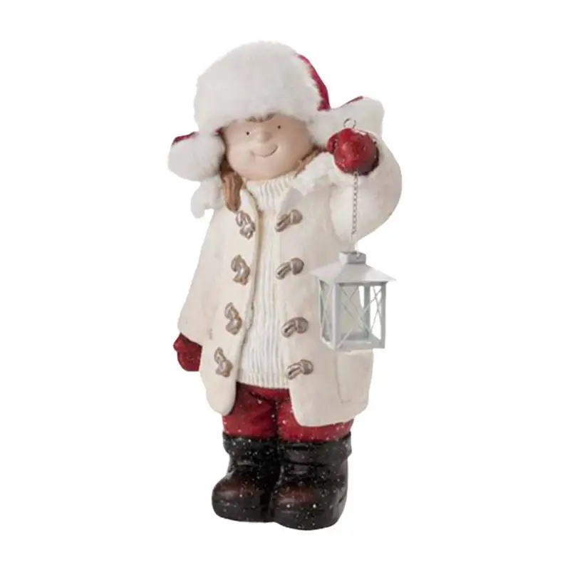

Boy And Girl Resin Figurines Ornaments Garden Decor Statue Artwork Holding Lantern Boy Decor Statue For Yard Desktop Christmas