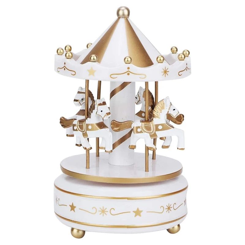 

Музыкальная шкатулка Merry Go, круглая музыкальная шкатулка, украшения для комнаты, вращающаяся Музыкальная шкатулка с заводным механизмом, лу...
