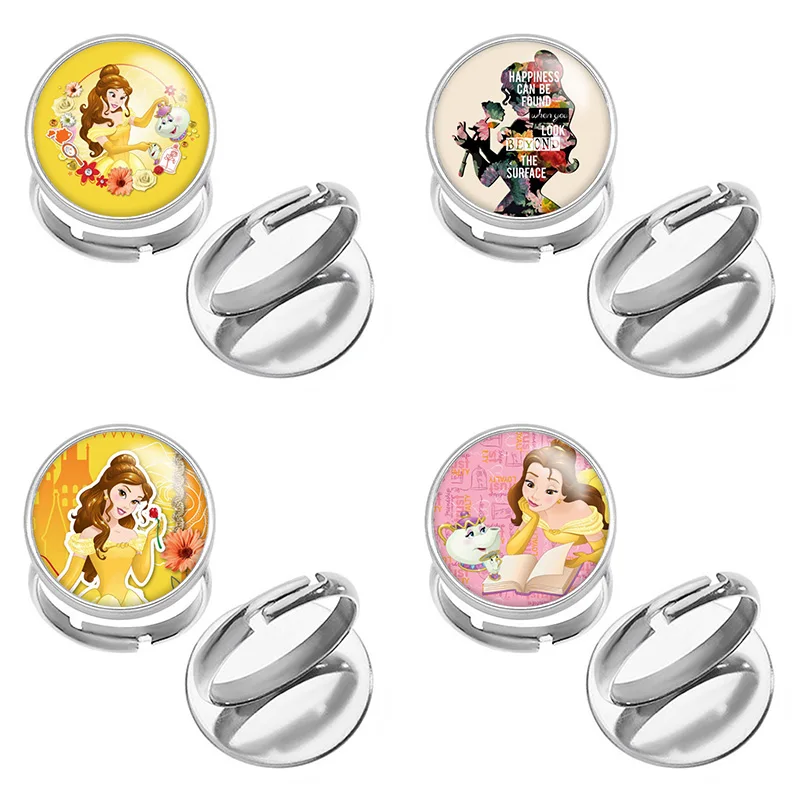 

Регулируемое кольцо из нержавеющей стали с кабошоном для фото из мультфильма «Красавица и Чудовище», J1690