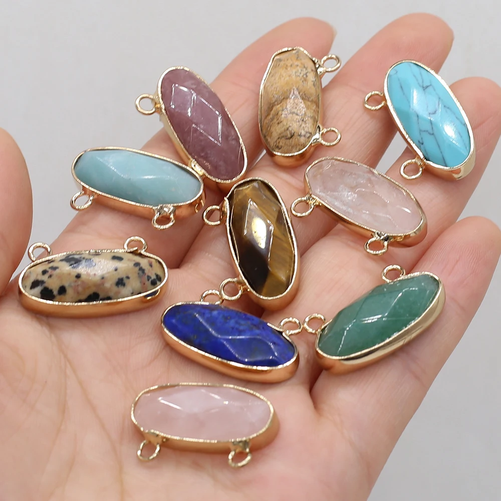 

2022 Embroidery Pendant Oval Natural Stone Crystals Quartz Charms for Jewelry Making Supplies diy Neck Chain Accessories Gifts