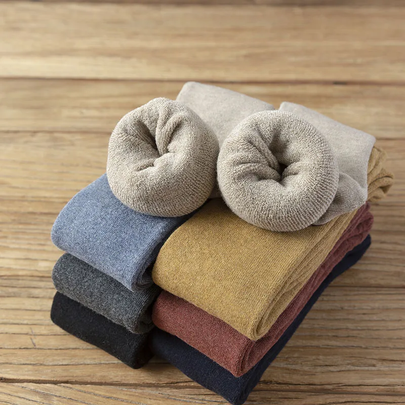 Winter Men's Warm Knee Socks Thick Harajuku Retro Casual Long Terry Cotton Socks Men 3 Pair