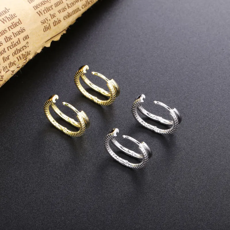 Фото Серьги-кольца SHADOWHUNTERS из стерлингового серебра 925 пробы, двойные круглые, с простым узором под змеиную кожу, для женщин, для свадьбы, вечеринки, эффектные серьги-хагги №4