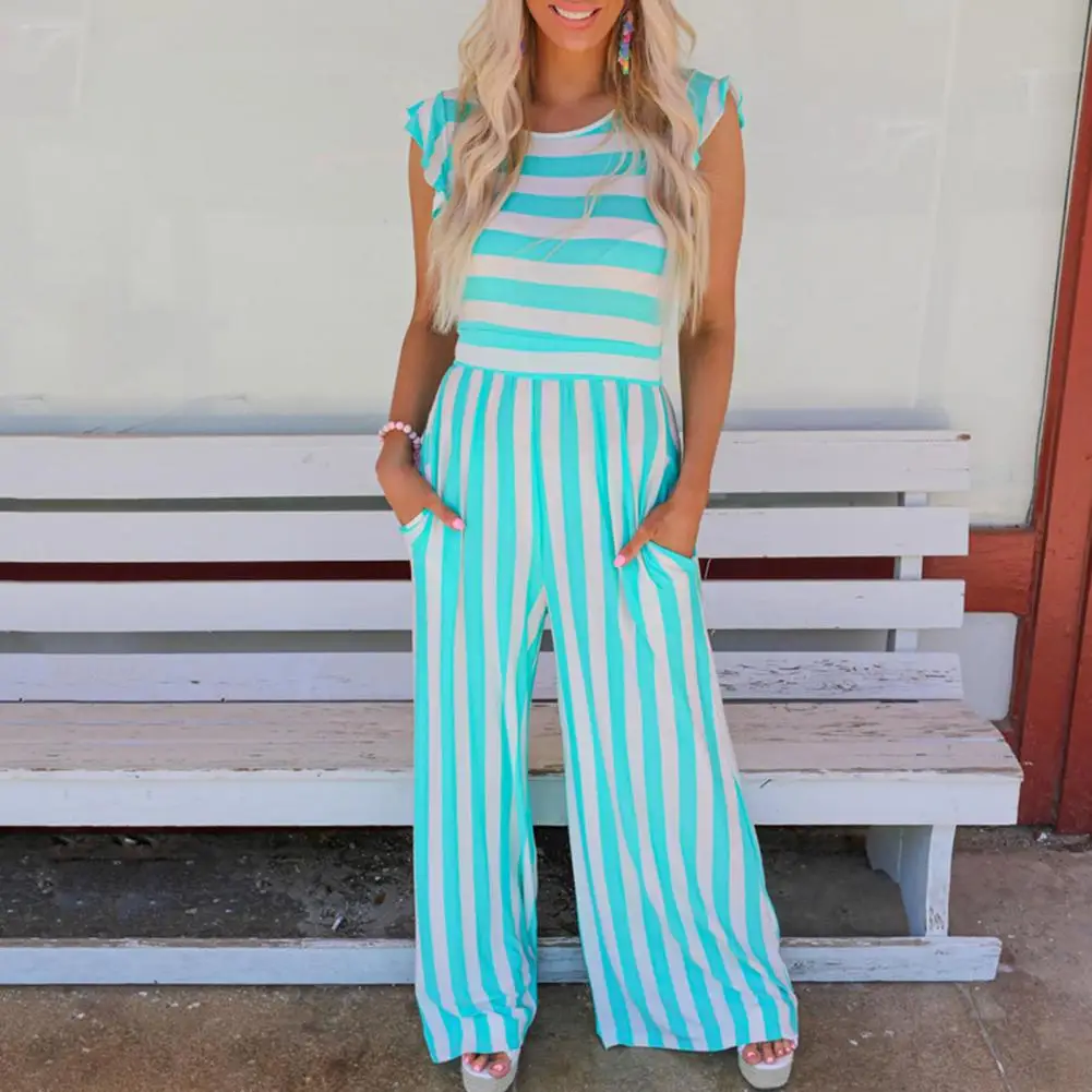 

Women Jumpsuit Casual Wear Round Neck Sleeveless Wide Leg Long Pants Leisure Comfortable Romper Commuter-Wear Women Clothing