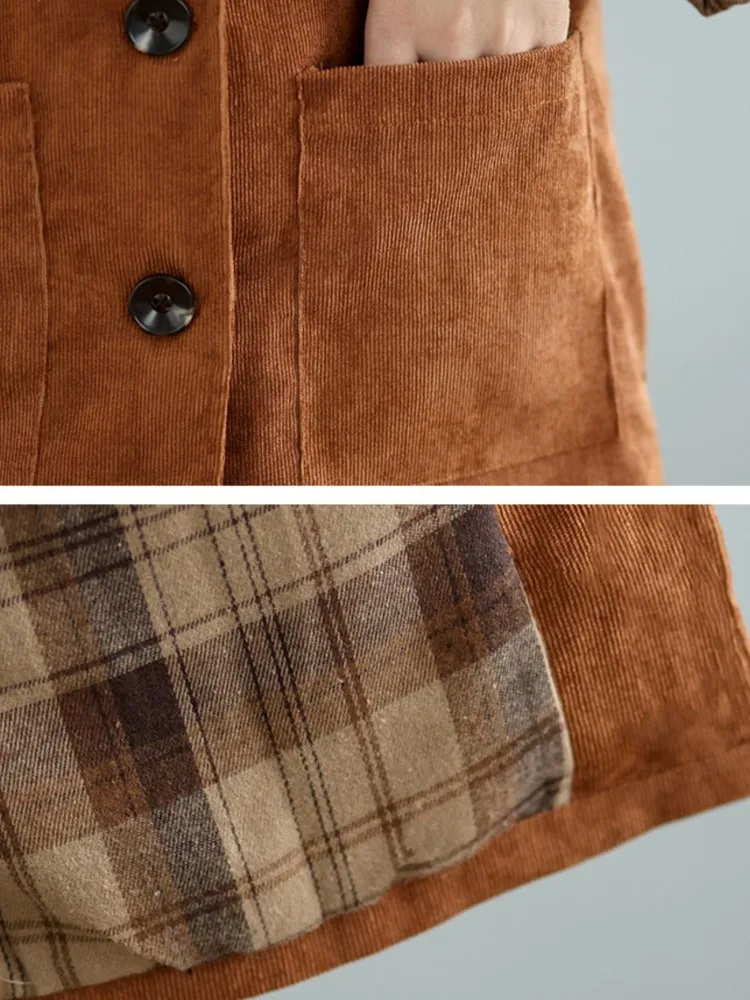 Вельветовая осенне-зимняя рубашка пальто женские нерегулярные модные