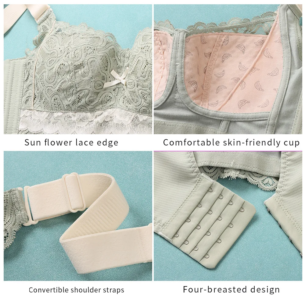 Wireless Bras for Women Thin Cup Lingeire Plus Size Lace Underwear Minimizer Brassiere B C D E Cup