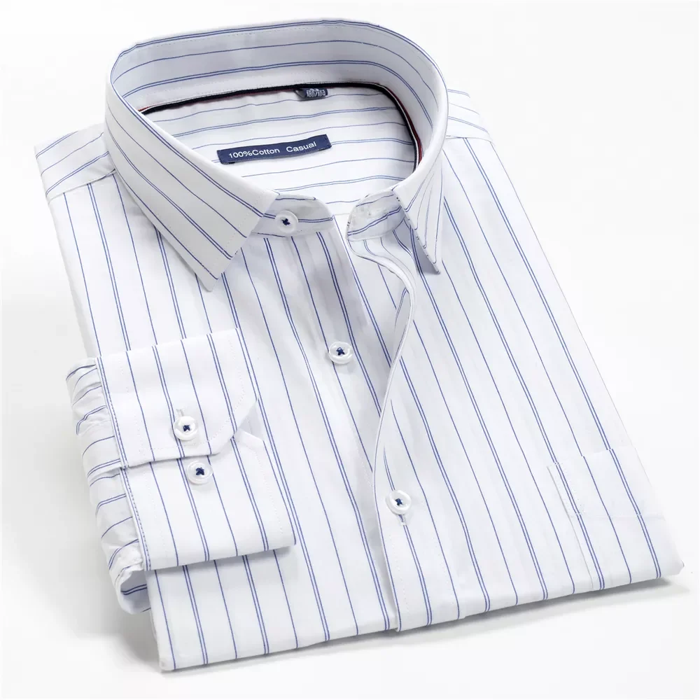 

Plus Size 5XL 6XL 7XL 8XL 9XL 10XL Men's Striped Long Sleeve Shirt Office Business Cotton Loose Shirt Male Brand Casual Clot