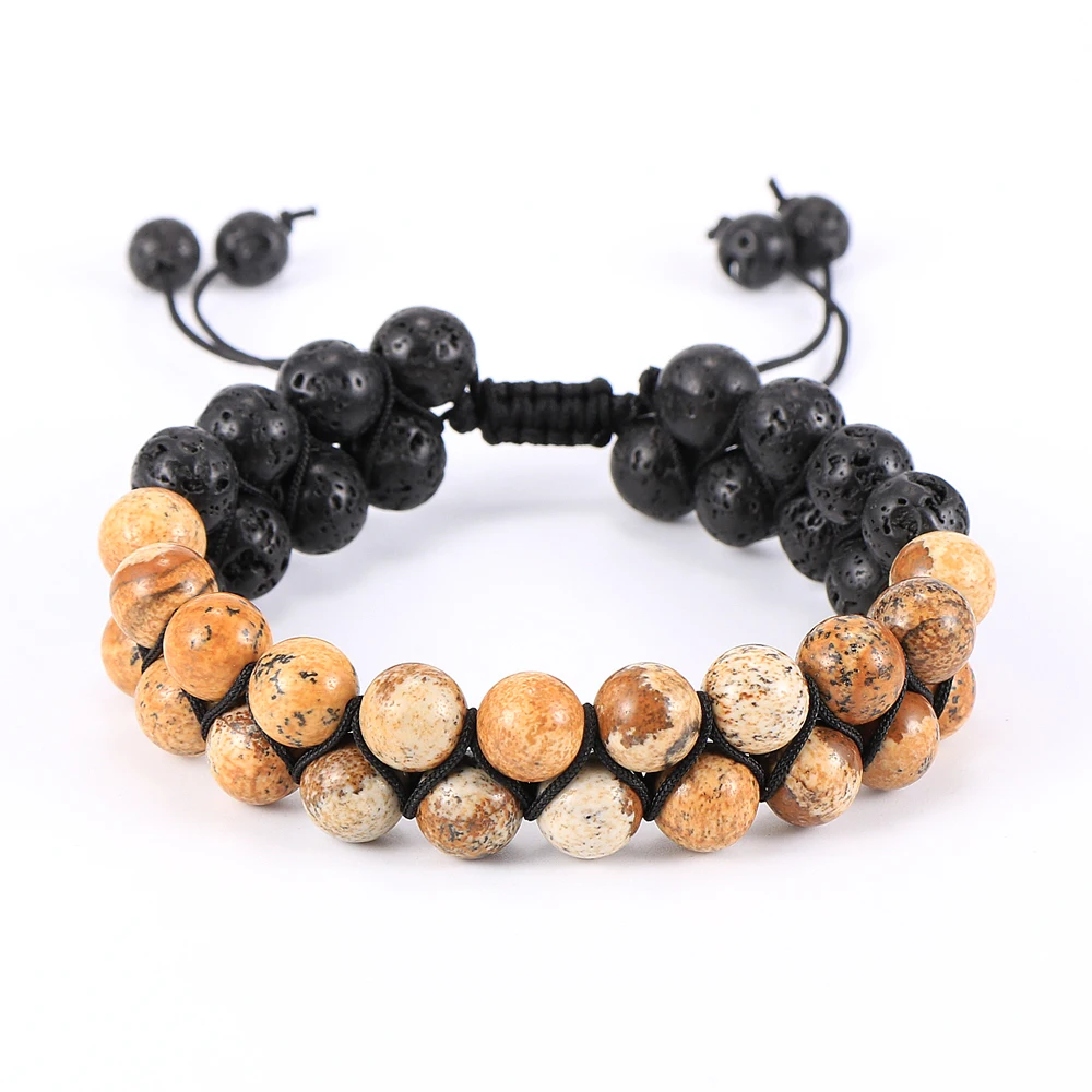 Купи Double Layer Hand-woven 8mm Natural Stone Wrap Bracelet For Men Women Tiger Eye Stone Onyx Beads BOHO Fashion Jewelry за 212 рублей в магазине AliExpress