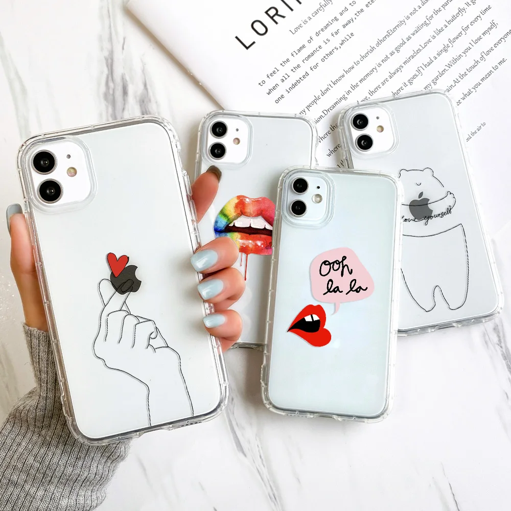 

Clear Case For Iphone 13 Pro Max Cases For Iphone 11 12 Pro 12 Mini X XR XS 6s 7 8 Plus SE 2020 Cute Phone Cover TPU Heart Funda