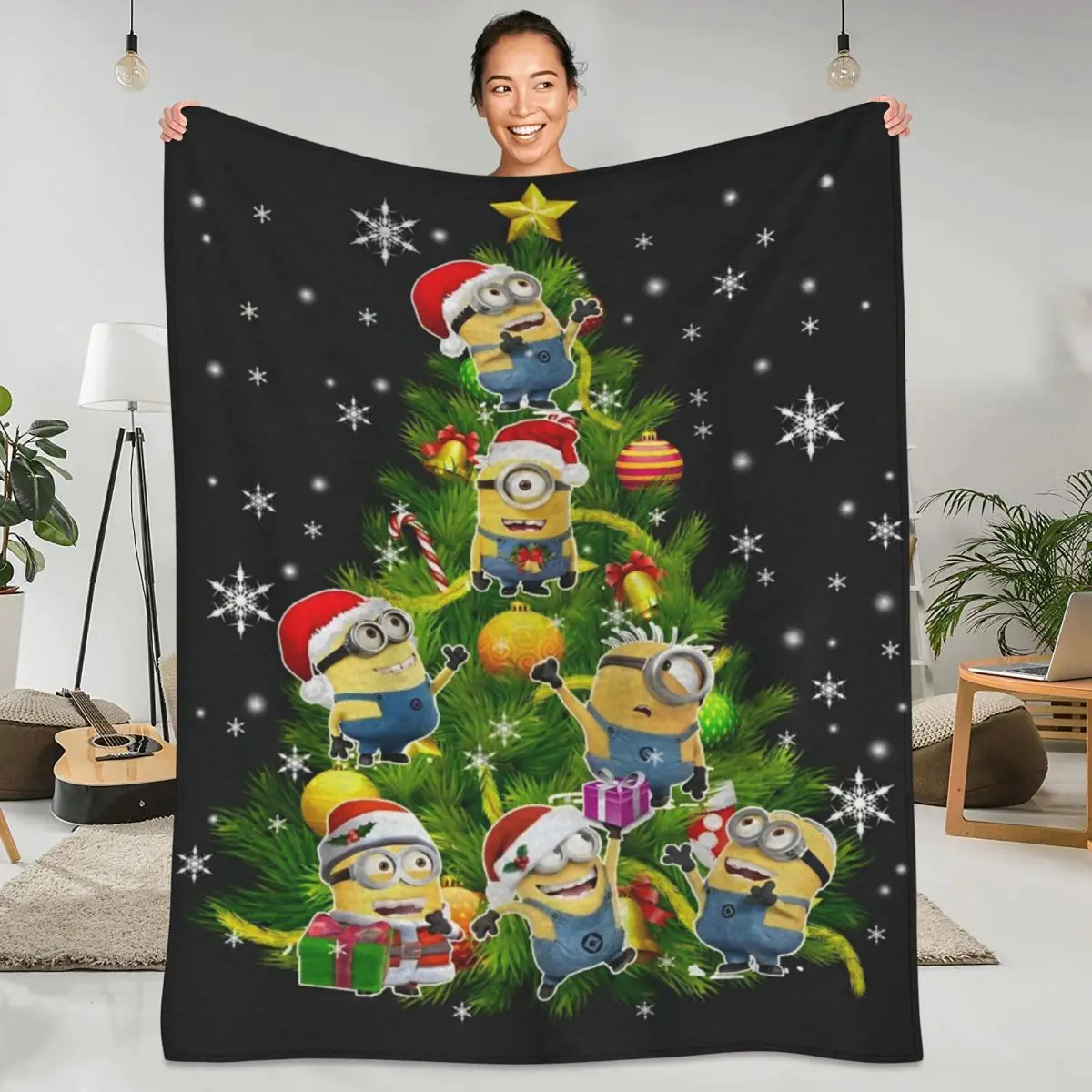 Рождественское милое одеяло с героями мультфильмов Миньоны качественное супер