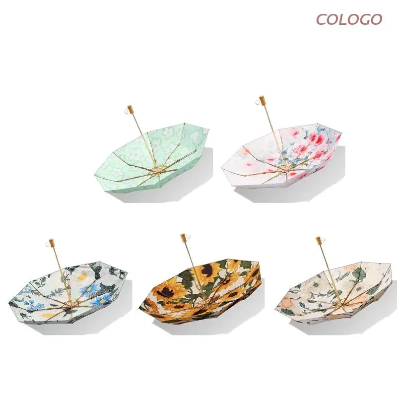 

UV Sun Umbrella Fashion Compact Folding Travel Umbrella Compact Folding Rain Umbrellas for Women Men Blocking UV 99% D0LD