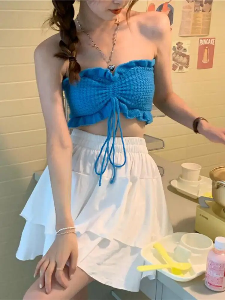 

Женская Летняя трикотажная рубашка Sannian с небольшими подтяжками и плиссированным воротником-хомутом карамельных цветов, новинка 2022