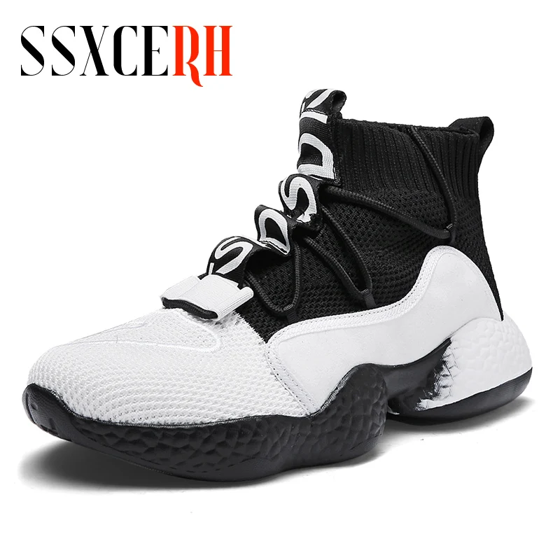 

SSXCERH Fashion Men Sneakers High Top Men Casual Shoes for Men Black/ White Outdoors Sports Ankle Boots Men Comfortable 35-50