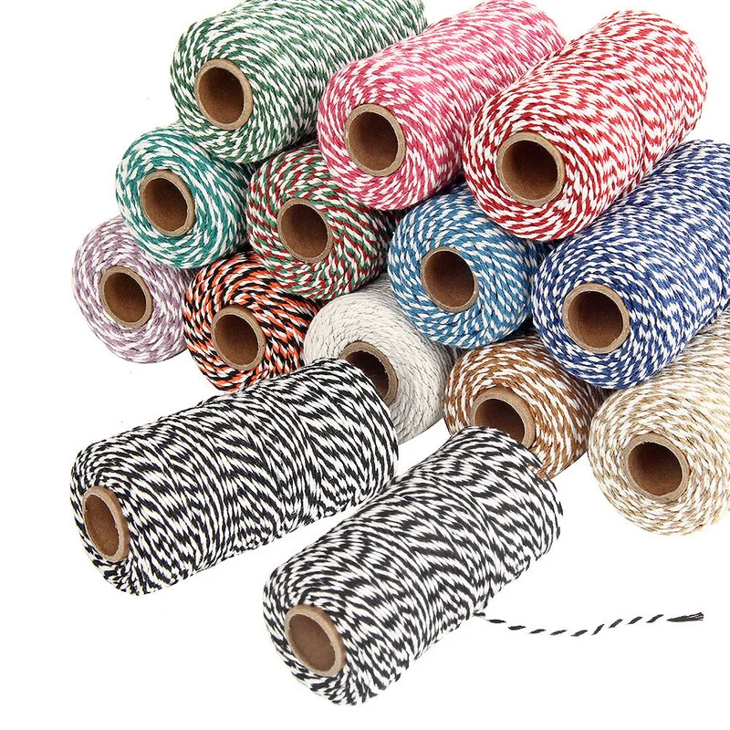 

2mm Cotton Cord Baker Twine Colorful Cotton Crafts Twine Macrame Cord String DIY Christmas Gift Wrapping Wedding Decor 100M/Roll