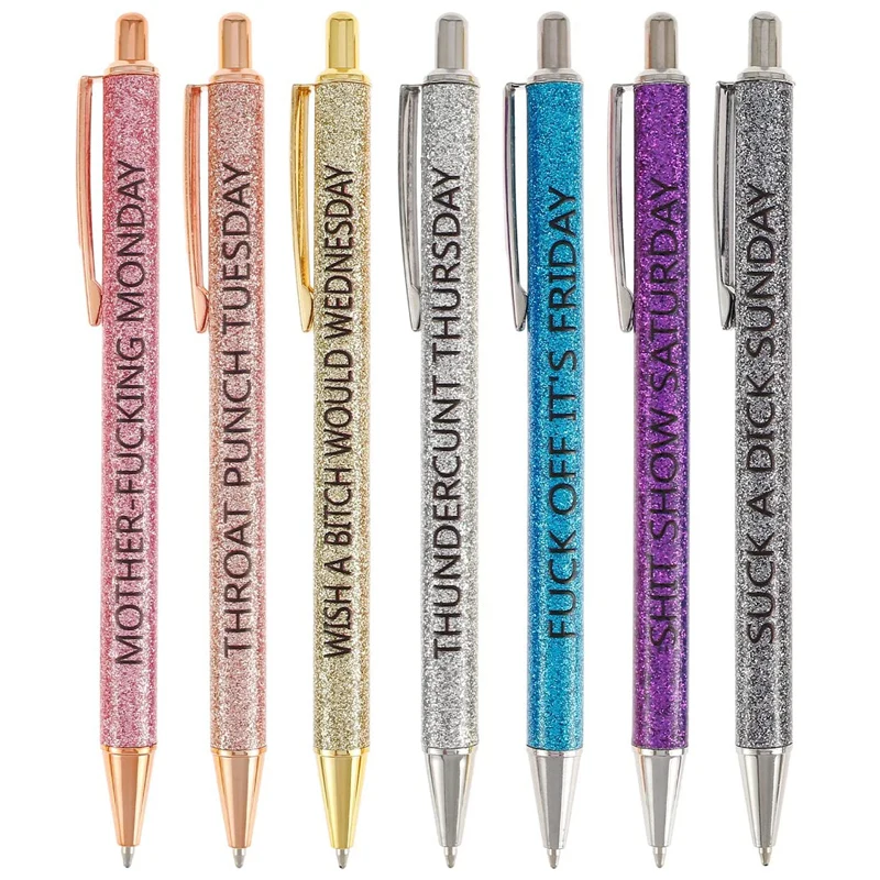 

7 шт. забавные шариковые ручки, новинка, набор ежедневных ручек, offension Office Gifta, Weekday Vibes, набор блестящих ручек
