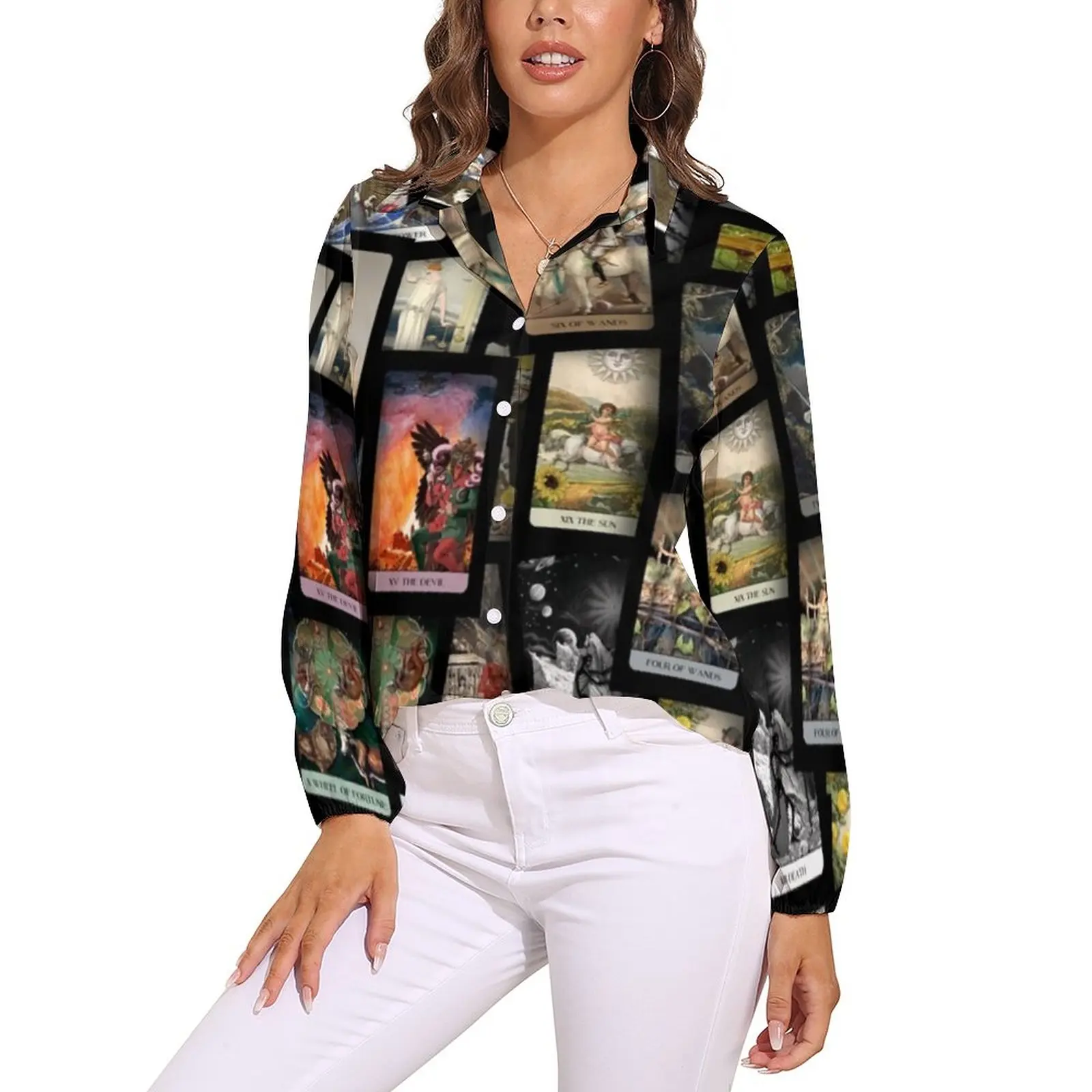 

Женская классическая блузка с длинным рукавом, размеры до 3XL