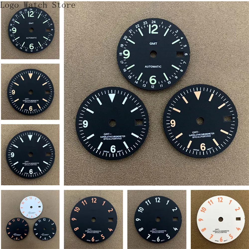 

NH34 Dial Retro Mechanical Watch 29mm Modification Green Luminous S Logo Dial Assembly NH34 GMT Automatic Movement Number Dial