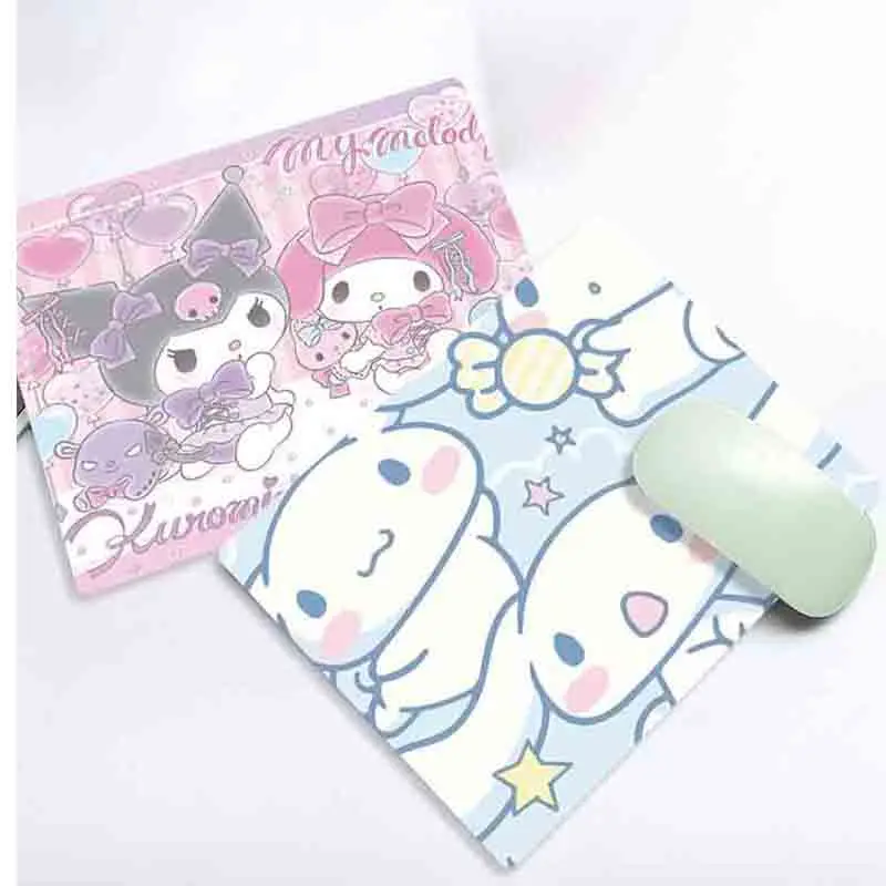 

Kawaii Sanrio маленький коврик для мыши мультфильм Kuromi Cinnamoroll Милая мимелоди девушка сердце маленький нескользящий нормальный коврик для мыши подарки для девочек