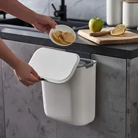 Simple Nordic Wall-mounted Trash Can Kitchen with Lid Kitchen Waste Hanging Strumenti Di Pulizia Home Storage Bathroom Ideas