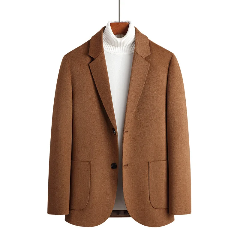 Casual Brown Men Suit Jacket Oversize Spring Autumn Grey Wool Suit Blazer Oversize Xxxxl Woolen Mens Business Office Suit Coat
