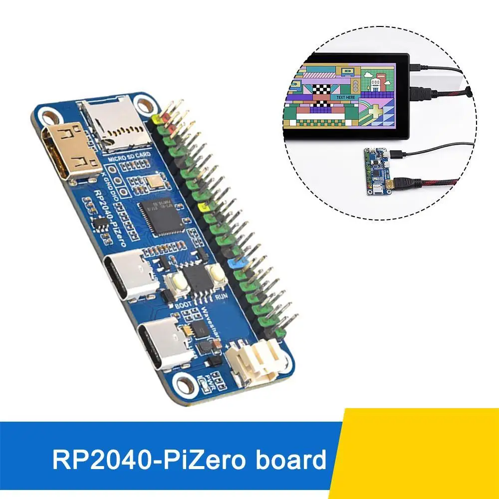 

Rp2040-pizero плата разработки на основе двухъядерного процессора RP2040, совместимого с интерфейсом Raspberry PI GPIO, с низким энергопотреблением