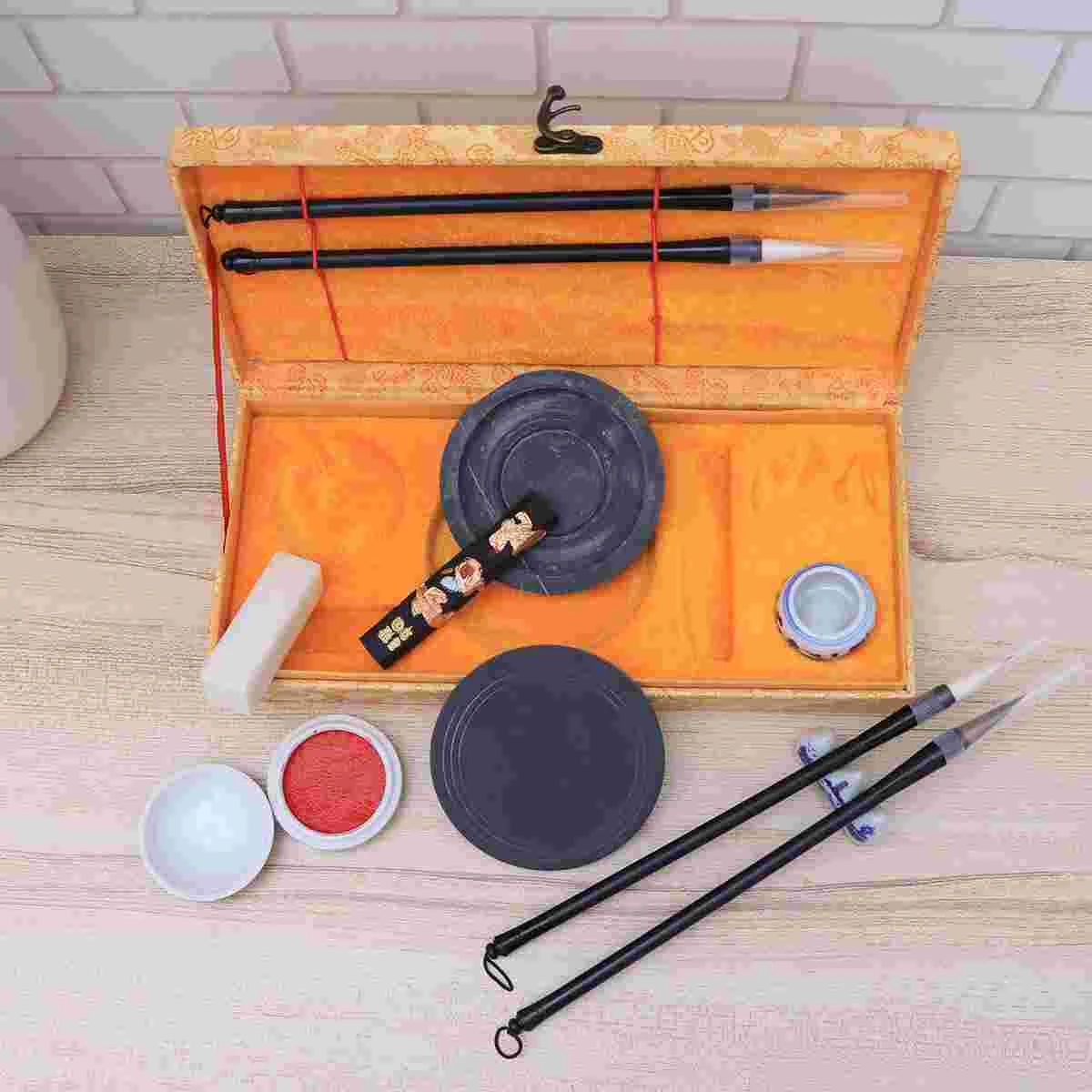 

Chinese Calligraphy Brush Set Sumi Brushes Ink Inkstone Writing Paper For Beginner Collector Gift