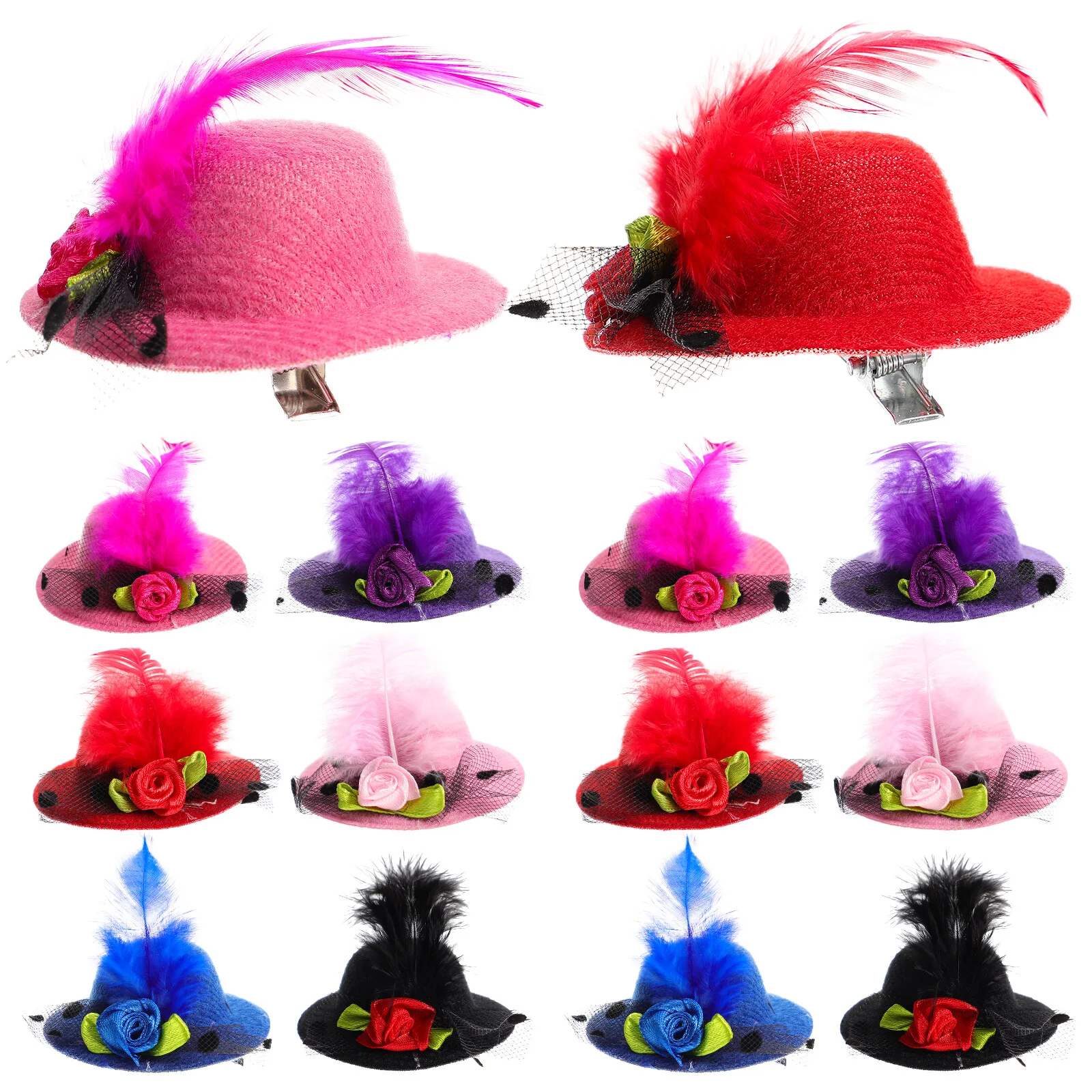 

12 Pcs Card Issuer Mini Hat Hair Clip Party Kids Tea Girl Clips Girls Tiny Children Little Cute