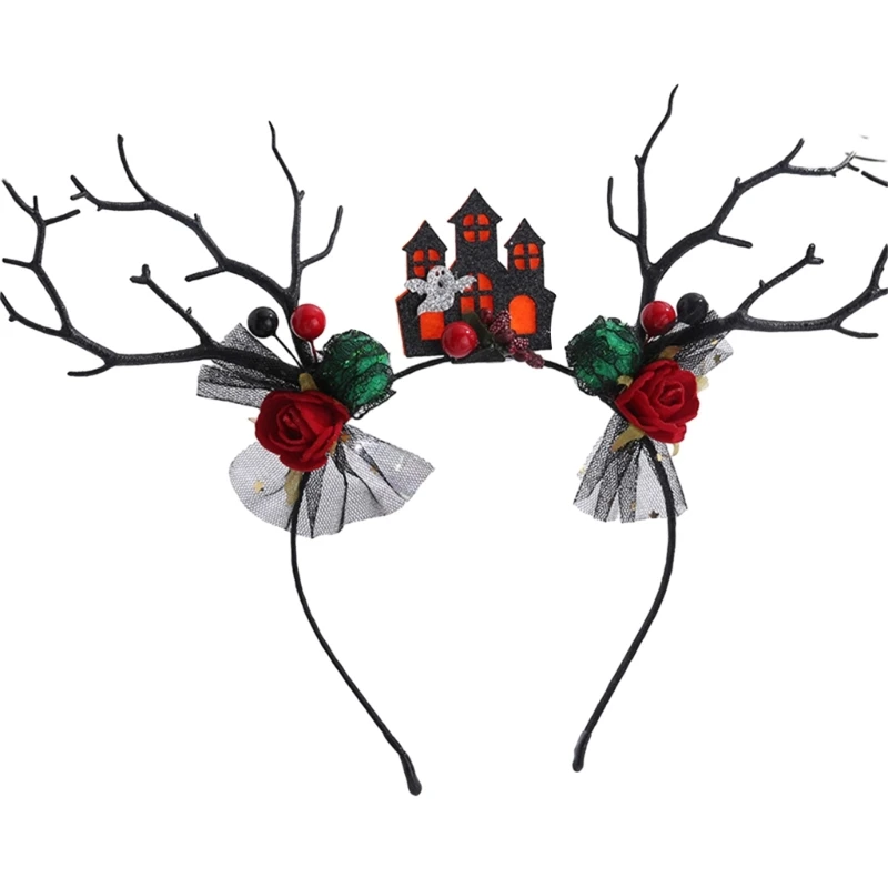 

Adult Kids Branch Antler Headband Woman Halloween Hair Hoop Makeup Christmas Taking Photos Carnivals Party Headpiece
