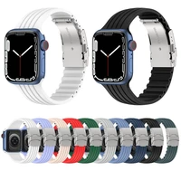 silicone sport band for apple watch iwatch series 1234567se 424445mm 384041mm watchband wrist bracelet strap metal buckle