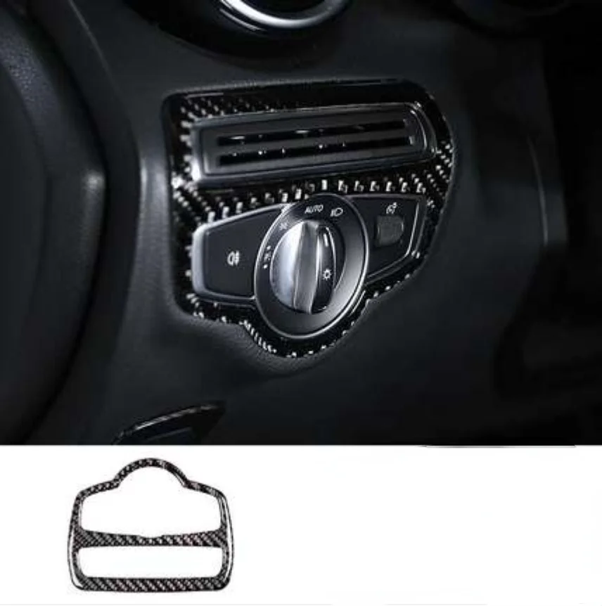 

For Mercedes Benz C/G/V Class GLC W205 X253 W463 W447,Car Interior Accessories Real Carbon Fiber,Car Headlight Switch Frame Trim