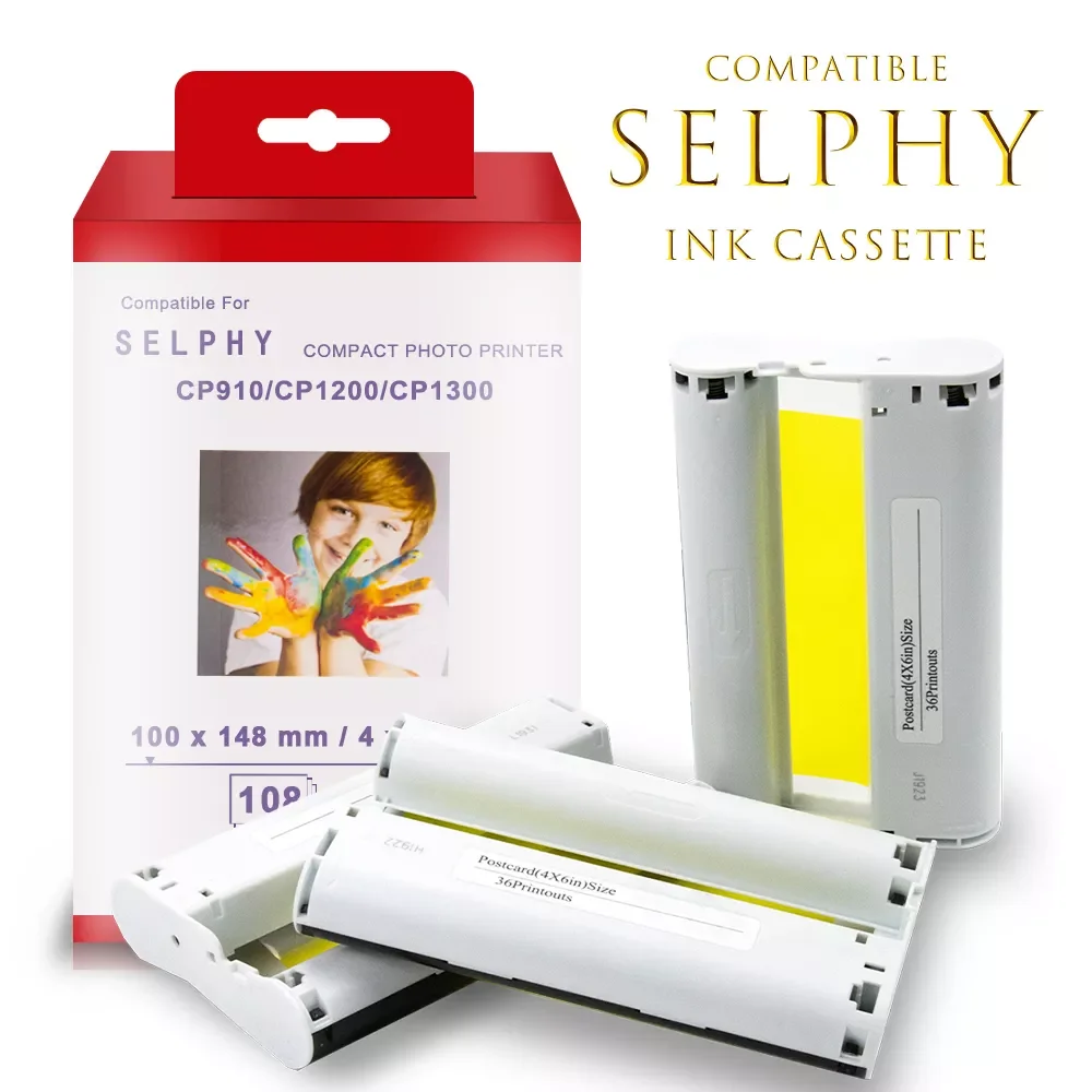 

Topcolor KP108IN KP-36IN for Canon Selphy CP1300 CP1200 Printer Ink Cartridge CP900 CP910 CP1000 Ink Cassette 6 inch Photo Paper