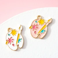 10pcslot cute enamel exquisite drawing board color palette gold color charms for earrings diy jewelry making finding