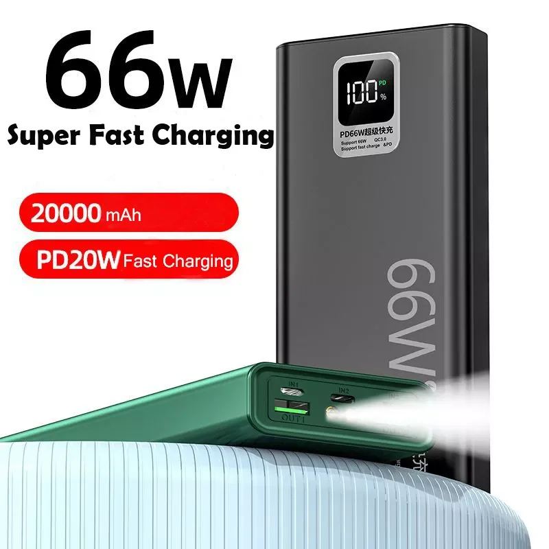 

2023New Vogek 66W Power Bank 20000mAh Portable Phone External Battery Fast Charge Auxiliary Battery Powerbank For Huawei Iphone