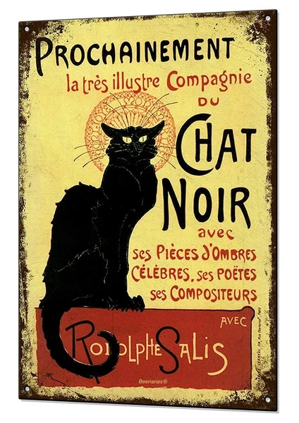

Chat Black Cat Holiday Advert Tin Sign art wall decoration,vintage aluminum retro metal sign 1