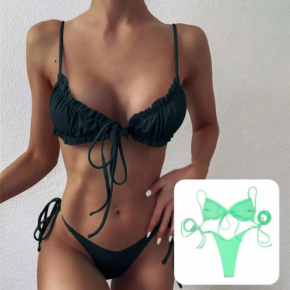 

Стильный купальный костюм, однотонный удобный Быстросохнущий купальник, комплект купальников, комплект купального костюма 2 шт./компл.