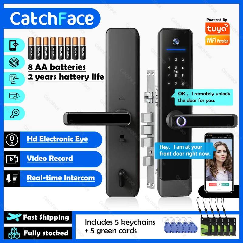 Video Intercom Lock TUYA WIFI Camera Anti-Theft Door Lock Garden Gate Electronic Lock Fingerprint Digit Smart Lock Security