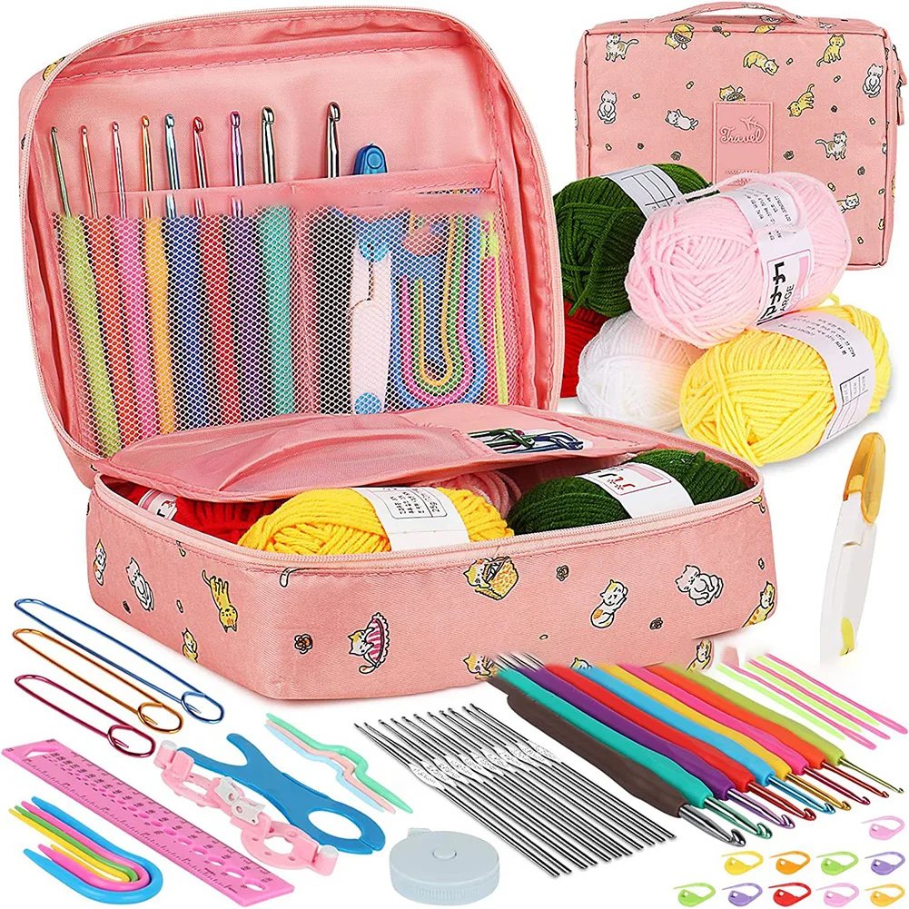 

59pcs MultiColor Novice Crochet Kits For Beginners And Multi-color Storage Kits For Portable Hand DIY Knitting Tools
