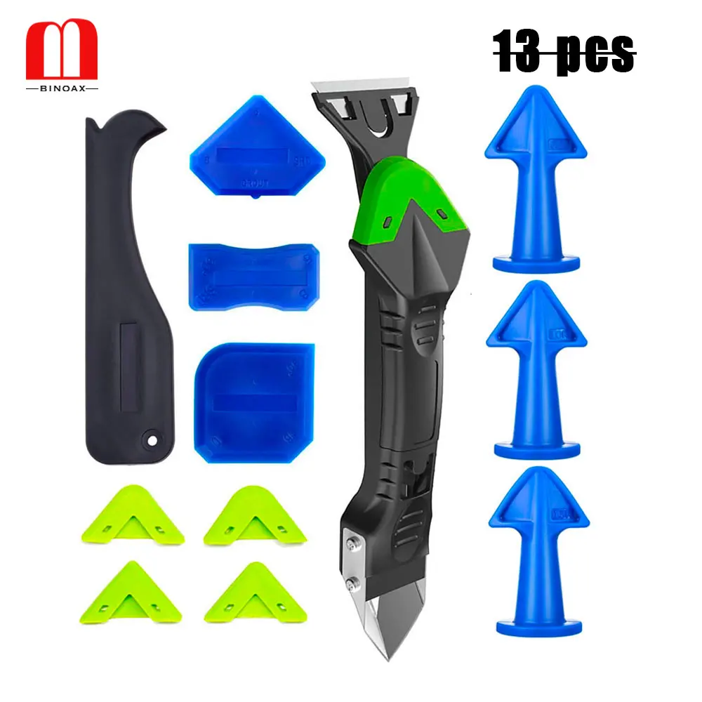 

5 in 1 Caulking Tool Kit with 4 Silicone Caulk Finishing Tool Set 3 Pcs Caulk Nozzle Applicator Silicone Caulking Tools