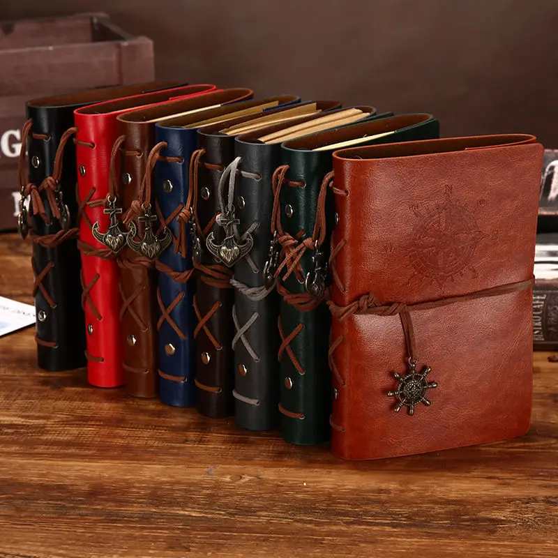 

Retro pirate notebook soft leather loose-leaf kraft paper portable convenient graffiti bookkeeping student diary