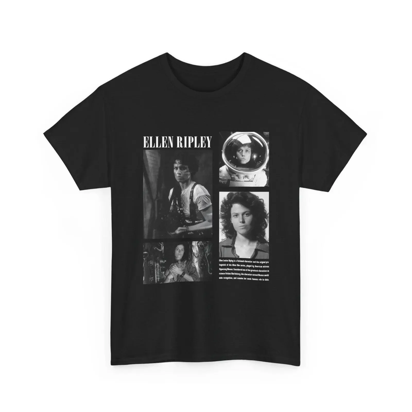 Фото Винтажная футболка Sigourney Weaver Ellen Ripley с биографией, винтажная футболка с эффектом потертости, удобный универсальный топ для повседневной носки №1