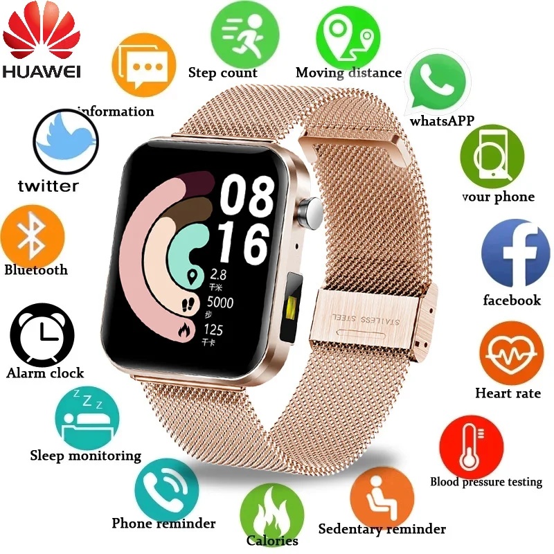 

Huawei 1.69 inch Screen Smart Watch Men's Fitness Tracker Healthy Blood Pressure Clock Women's Smartwatch For Xiaomi phone